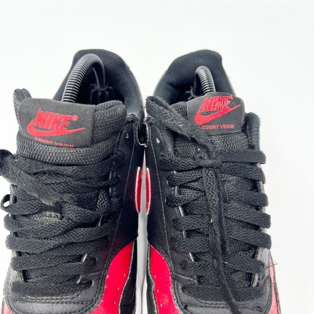 Nike Court Vision Low Next Nature BRED Mens Size 9 Black Red FJ0685-010 READ - Picture 5 of 14